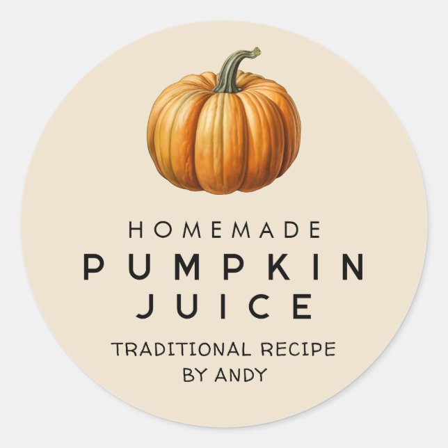 Pumpkin juice homemade recipe canning label (Front)