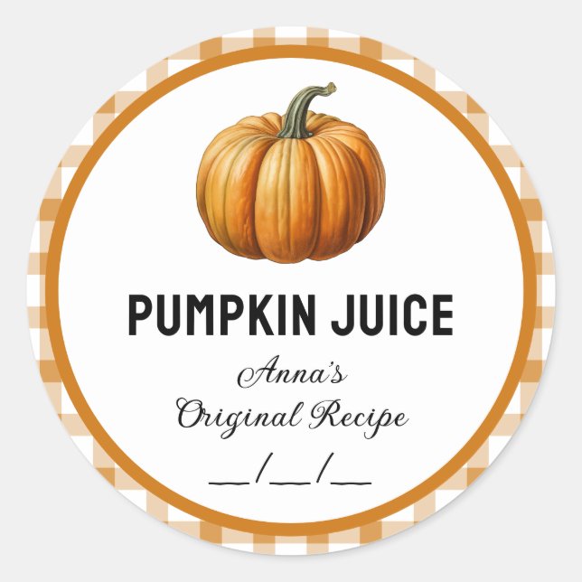 Pumpkin juice with chequered pattern label (Front)
