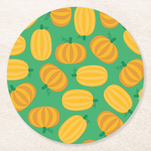 Pumpkin Kids Birthday Party Round Paper Coaster