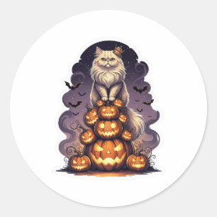 Pumpkin King Persian – Persian Cat Halloween Classic Round Sticker