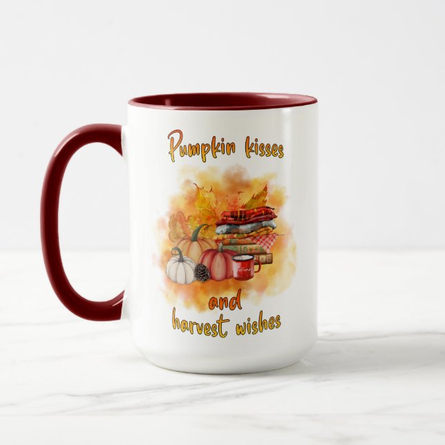Pumpkin Kisses and Harvest Wishes 15oz Mug  (Left)