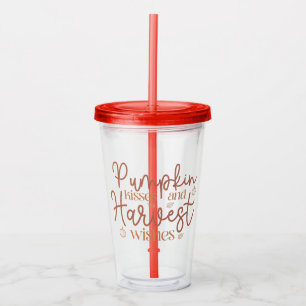 Pumpkin Kisses and Harvest Wishes Acrylic Tumbler