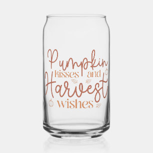 Pumpkin Kisses and Harvest Wishes Can Glass