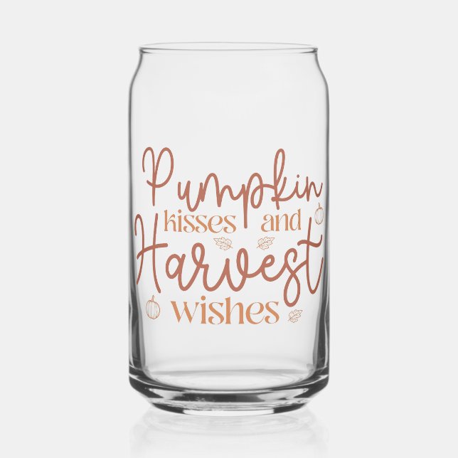 Pumpkin Kisses and Harvest Wishes Can Glass (Front)