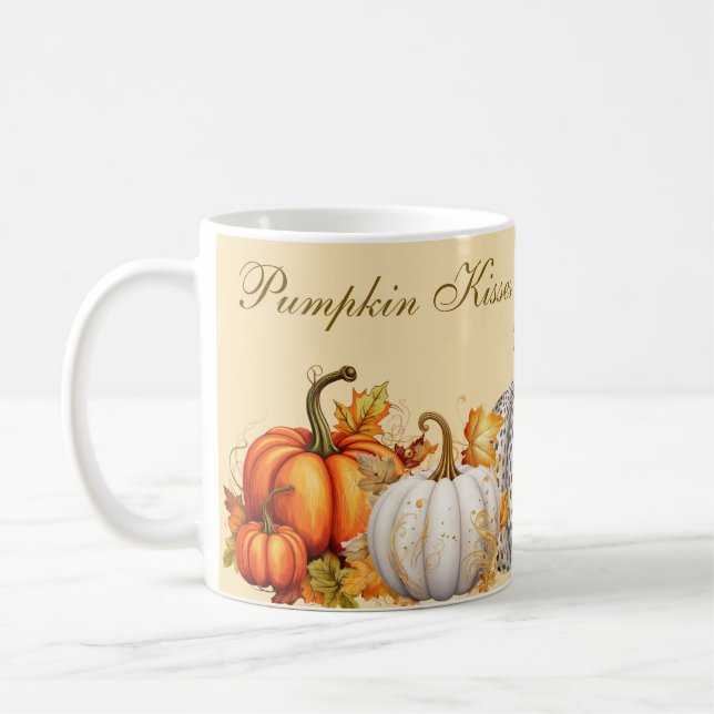 Pumpkin Kisses and Harvest Wishes  Coffee Mug (Left)