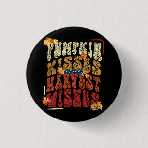 Pumpkin Kisses and Harvest Wishes, Cosy Fall 3 Cm Round Badge