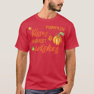 Pumpkin Kisses And Harvest Wishes Cute Fall Autumn T-Shirt