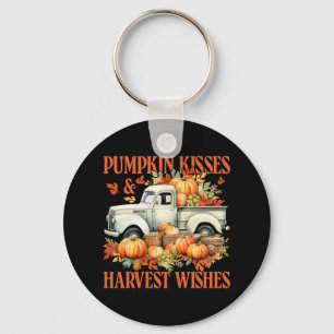 Pumpkin Kisses And Harvest Wishes Farm Truck Thank Key Ring