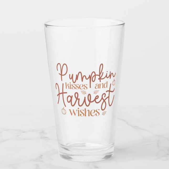 Pumpkin Kisses and Harvest Wishes Glass (Front)