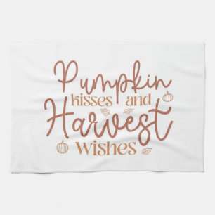 Pumpkin Kisses and Harvest Wishes Tea Towel