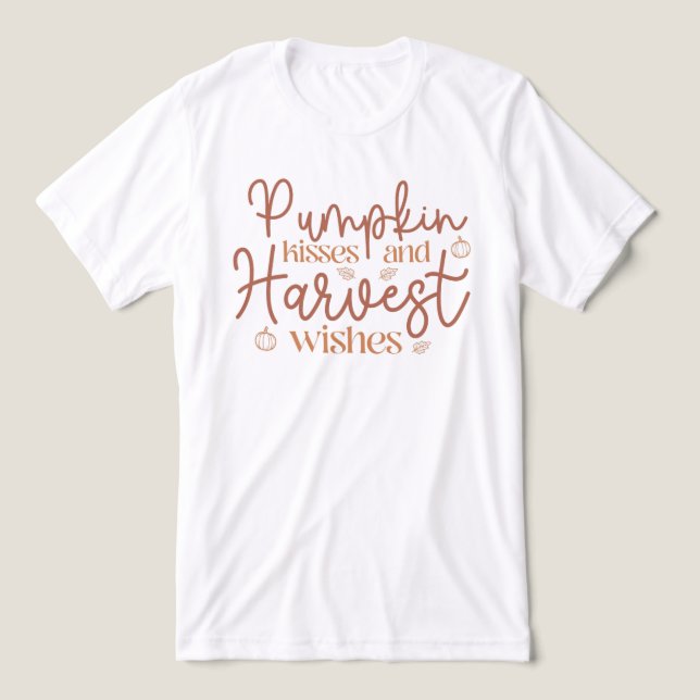 Pumpkin Kisses and Harvest Wishes Tri-Blend Shirt (Design Front)