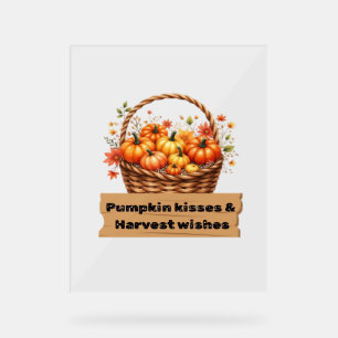 Pumpkin Kisses & Harvest Wishes Fall Design Oversi Acrylic Sign