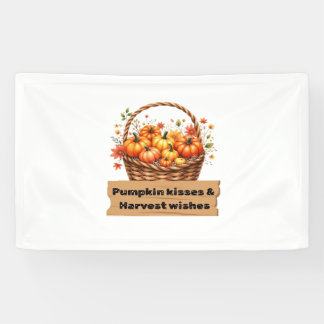 Pumpkin Kisses & Harvest Wishes Fall Design Oversi Banner