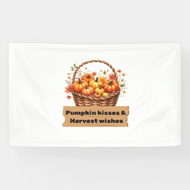 Pumpkin Kisses & Harvest Wishes Fall Design Oversi Banner (Horizontal)