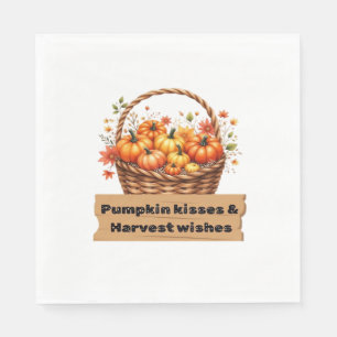 Pumpkin Kisses & Harvest Wishes Fall Design Oversi Napkin