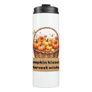 Pumpkin Kisses & Harvest Wishes Fall Design Oversi Thermal Tumbler