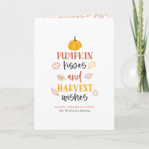 Pumpkin Kisses & Harvest Wishes Thanksgiving Holiday Card