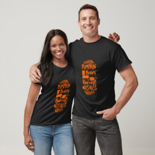 Pumpkin Kisses Harvest Wishes Typography T-Shirt