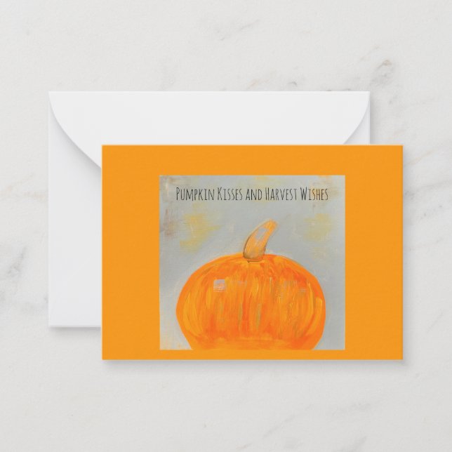 Pumpkin Kisses Orange Flat Note Card (Front)