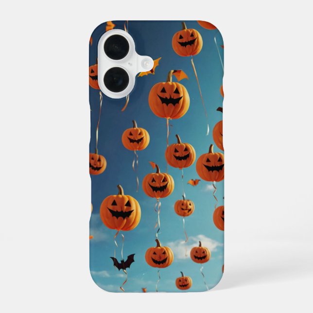 Pumpkin Kite Flying Bats iPhone 16 Case (Back)