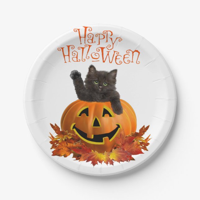 Pumpkin Kitty Paper Plate (Front)
