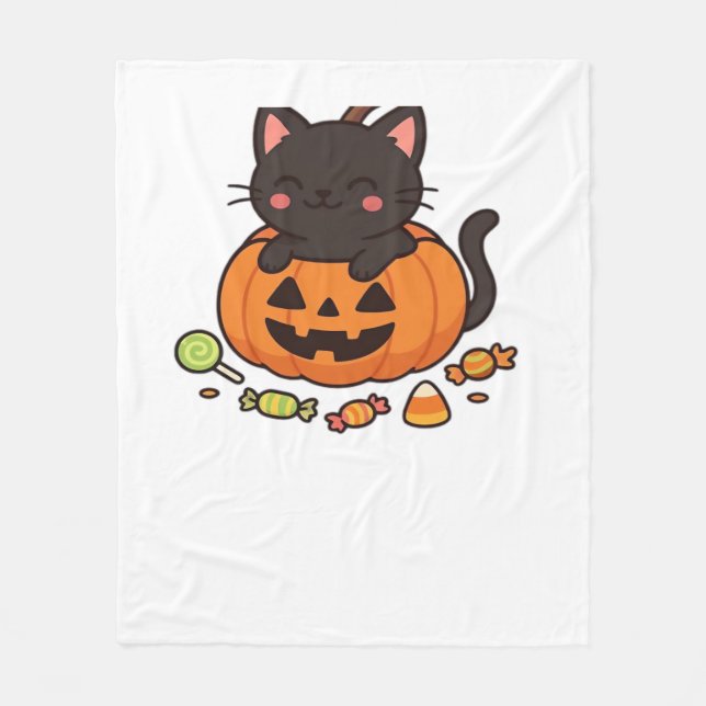 Pumpkin Kitty Parade Essential T-Shirt Fleece Blanket (Front)