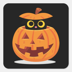 Pumpkin Kitty Square Sticker