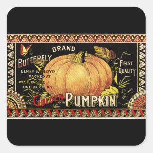 Pumpkin Label Antique Butterfly Brand