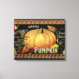 Pumpkin Label Antique Butterfly Brand Canvas Print