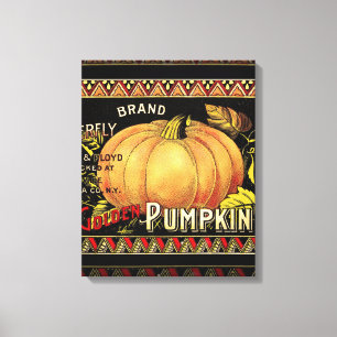 Pumpkin Label Antique Butterfly Brand Canvas Print