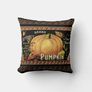 Pumpkin Label Antique Butterfly Brand Cushion