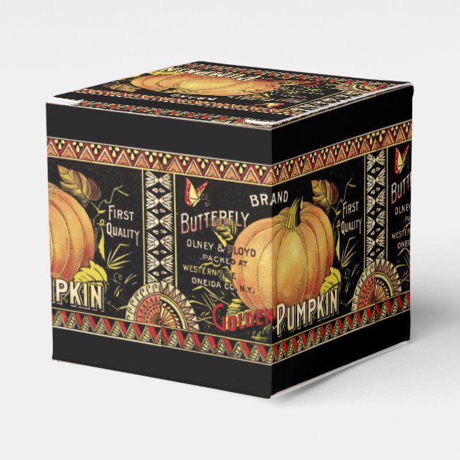 Pumpkin Label Antique Butterfly Brand Favour Box (Front Side)