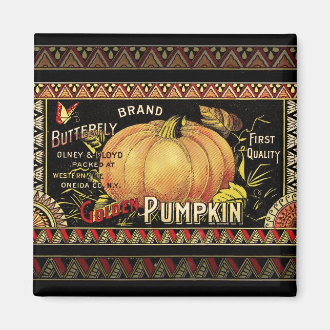 Pumpkin Label Antique Butterfly Brand Magnet (Front)