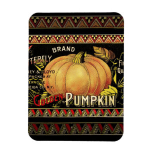 Pumpkin Label Antique Butterfly Brand Magnet