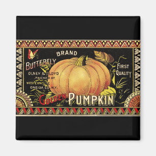 Pumpkin Label Antique Butterfly Brand Magnet
