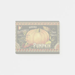 Pumpkin Label Antique Butterfly Brand Post-it Notes