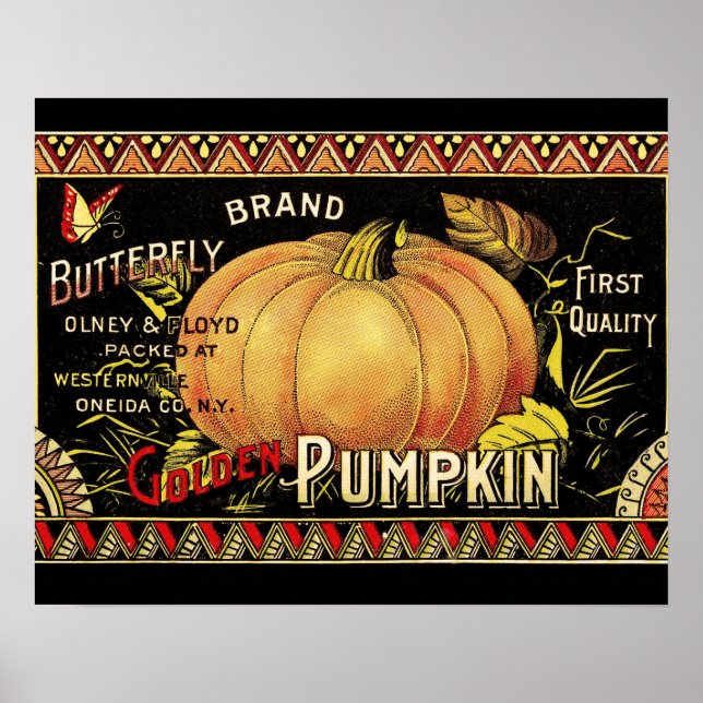 Pumpkin Label Antique Butterfly Brand Poster (Front)