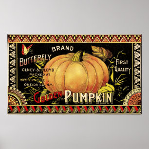 Pumpkin Label Antique Butterfly Brand Poster