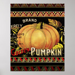 Pumpkin Label Antique Butterfly Brand Poster