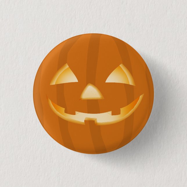 Pumpkin Lantern Halloween Fun Button Badge (Front)