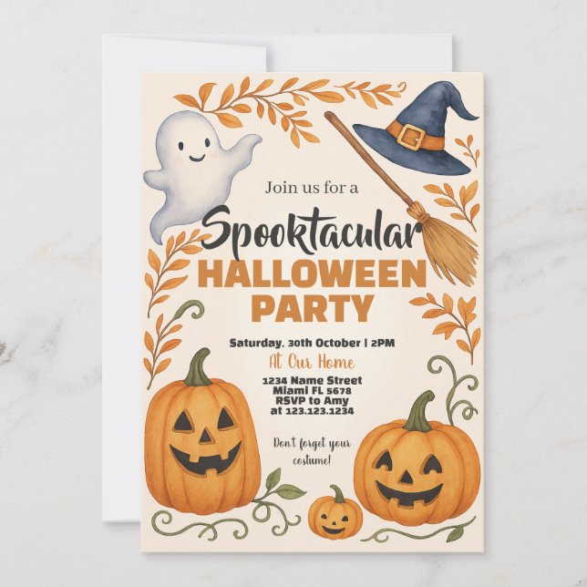 Pumpkin Lanterns & Spooky Night Invitation (Front)