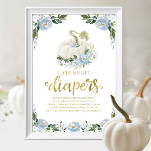 Pumpkin Late Night Diapers Baby Shower Game Sign