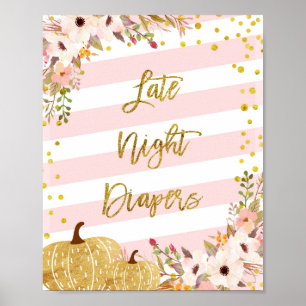 Pumpkin Late Night Diapers Sign. Poster