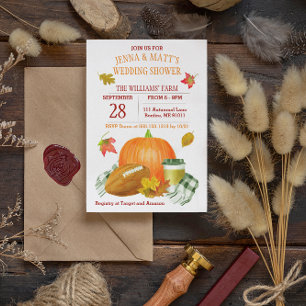 Pumpkin Latte Football Black Wedding Shower Invitation