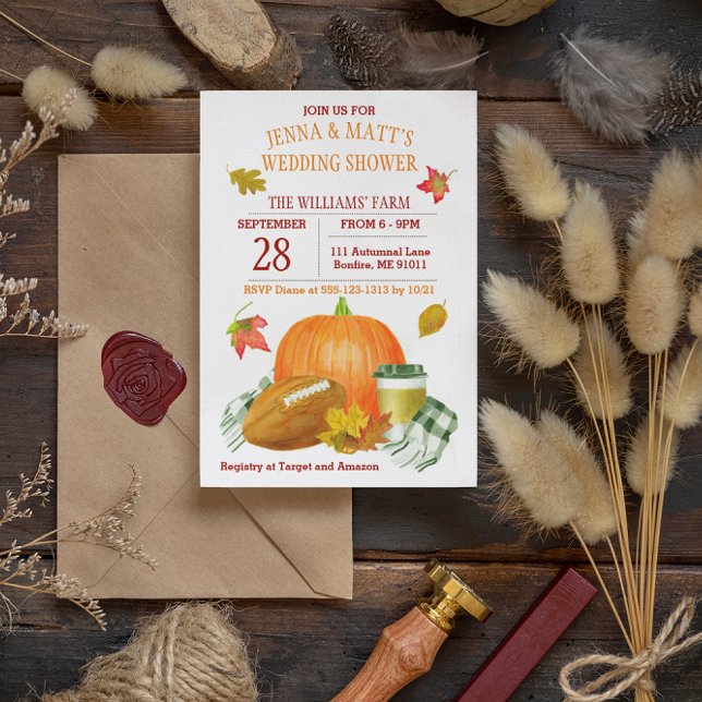 Pumpkin Latte Football Black Wedding Shower Invitation (Creator Uploaded)