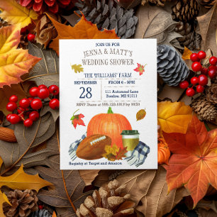 Pumpkin Latte Football Navy Blue Wedding Shower Invitation
