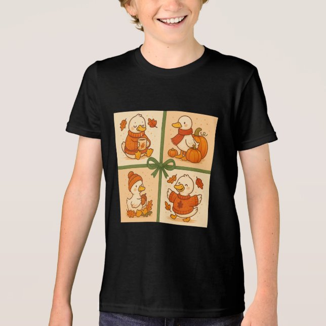 Pumpkin Latte Goose  Goose Fall Tri-Blend Shirt (Front)