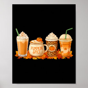 Pumpkin Latte Sce Coffee Fall Drink Halloween Autu Poster