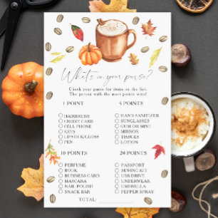 Pumpkin Latte What's in your purse game