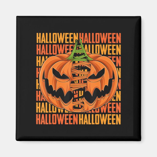 Pumpkin Lazy Halloween Costume Scary Creepy Jack O Magnet (Front)